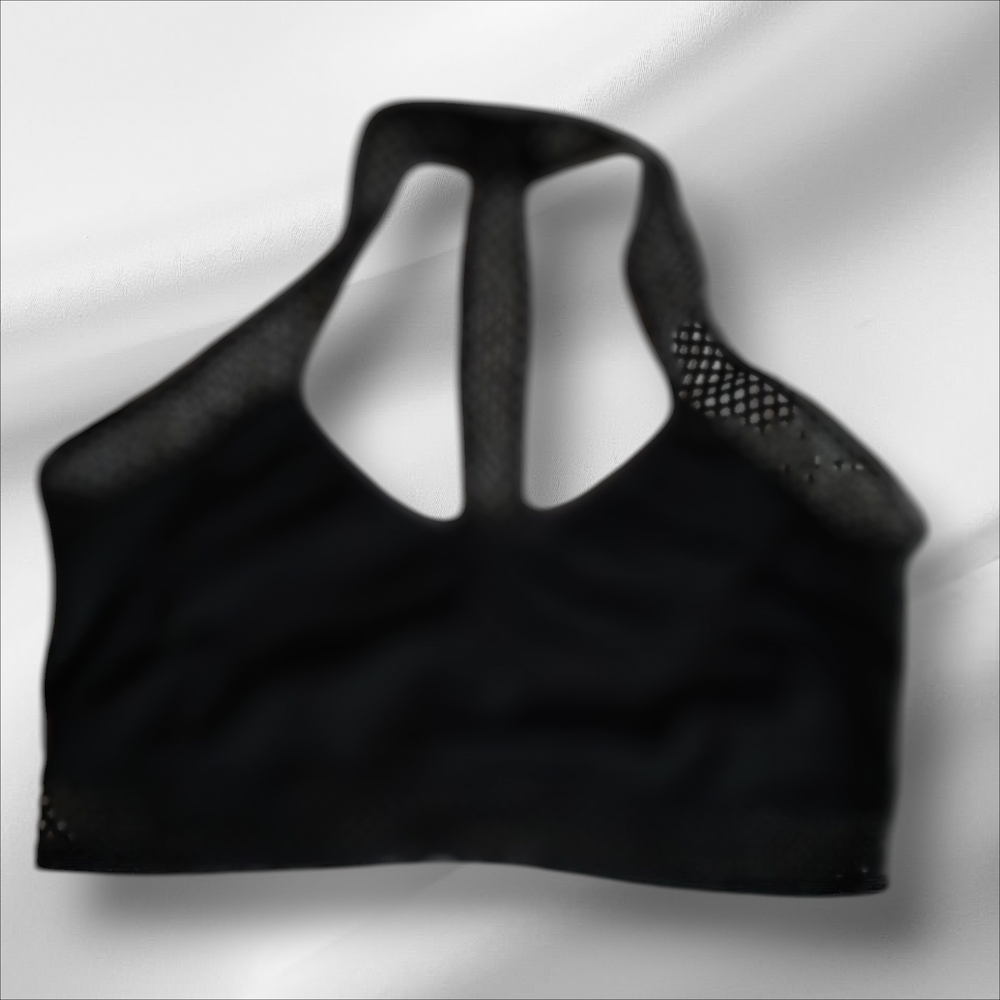 Racerback Mesh-Inset Sports Bra in Black